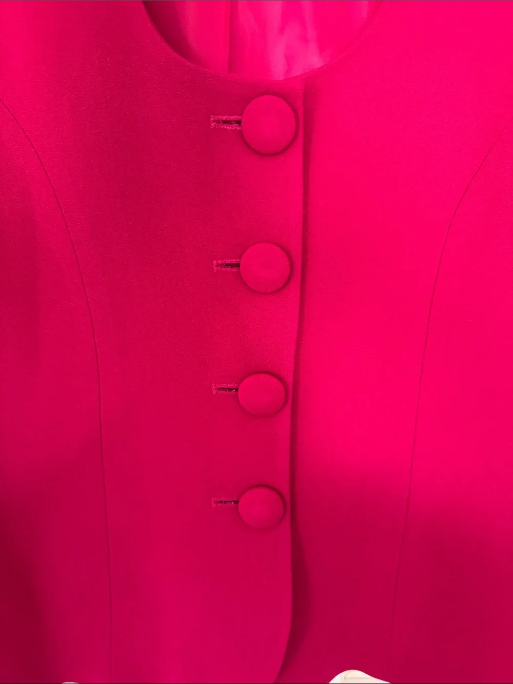 Dior Women's Magenta Pink Asymmetrical-Neck Button Jacket